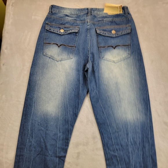 GS115 Jeans Mens 36 Distressed Straight Leg Denim Pants Baggy Faded Vintage - Picture 2 of 10